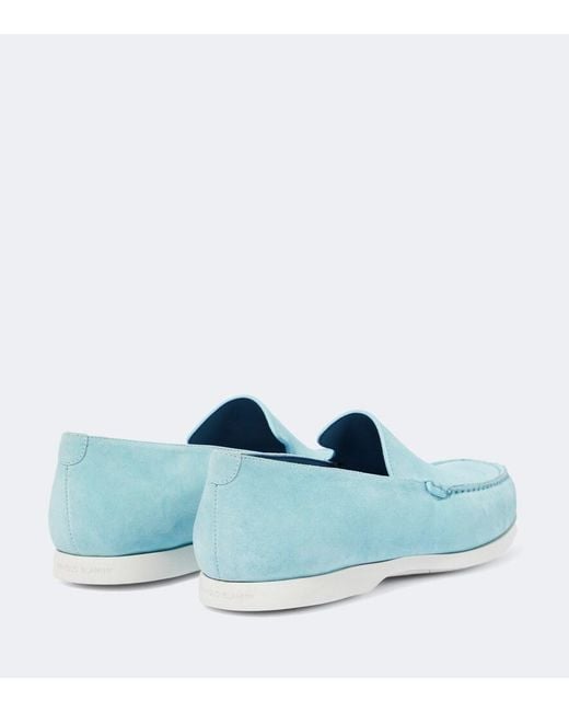 Manolo Blahnik Blue Monaco Suede Loafers for men