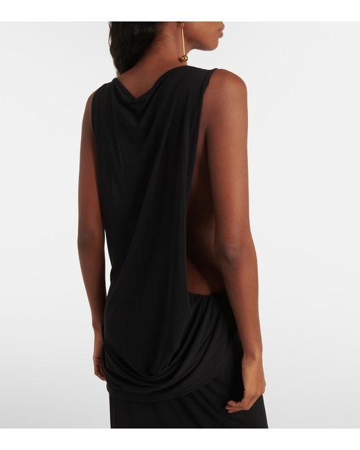 Jacquemus Black Peplo Draped Jersey Maxi Dress
