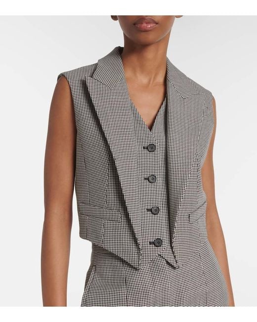 Chaleco De Lana Y Mohair Con Pata De Gallo Alexander McQueen de color Gray