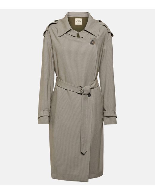 Tod's Gray Belted Trench Coat