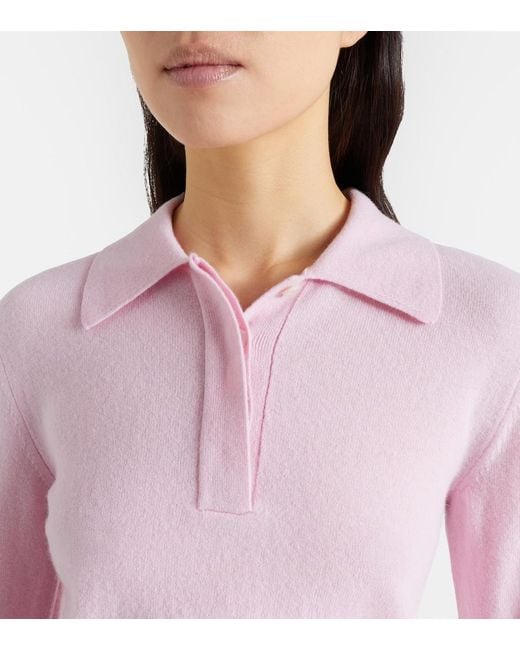 Jil Sander Pink Virgin Wool Polo Sweater