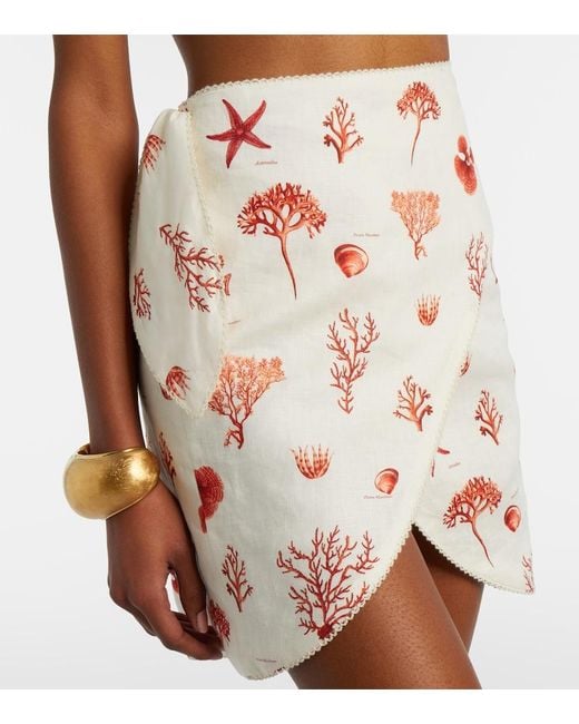 Agua Bendita Pink Agustina Printed Linen Beach Cover-Up