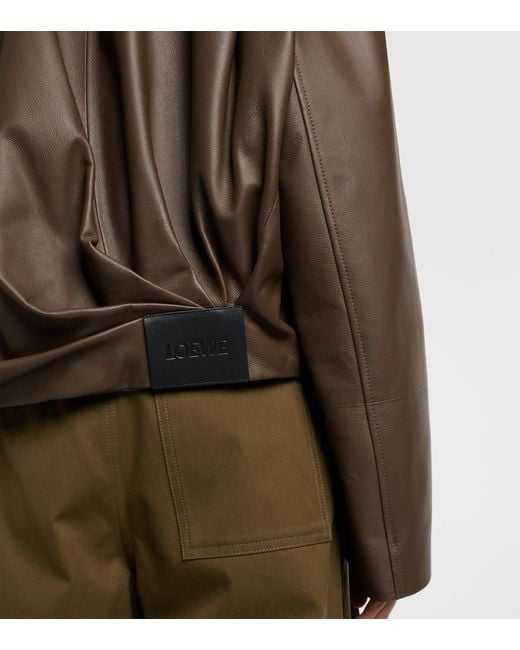 Loewe Brown Draped Leather Jacket