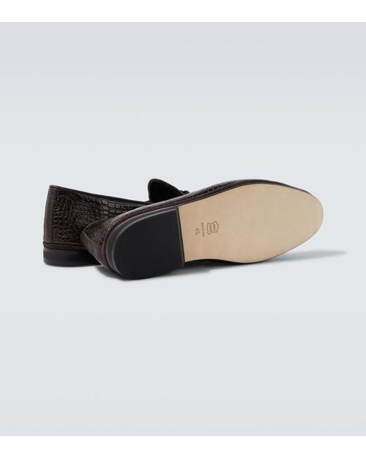 Rubinacci Black Marfy Croc-Effect Leather Loafers for men