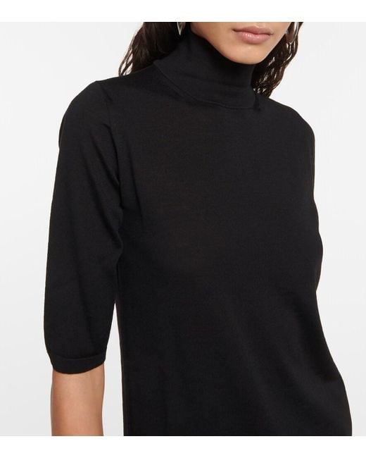 Max Mara Black Ciriaco Virgin Wool Turtleneck Top