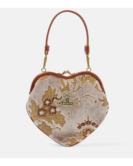 Vivienne Westwood Natural Bella Heart Frame Velvet Tote Bag