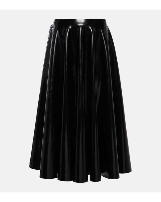 Alaïa Black Latex Midi Skirt
