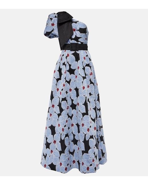 Rebecca Vallance Blue Georgina Floral-Embroidered Maxi Dress