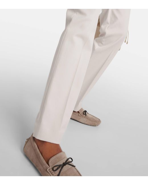 Brunello Cucinelli White Cotton-blend Slim Pants