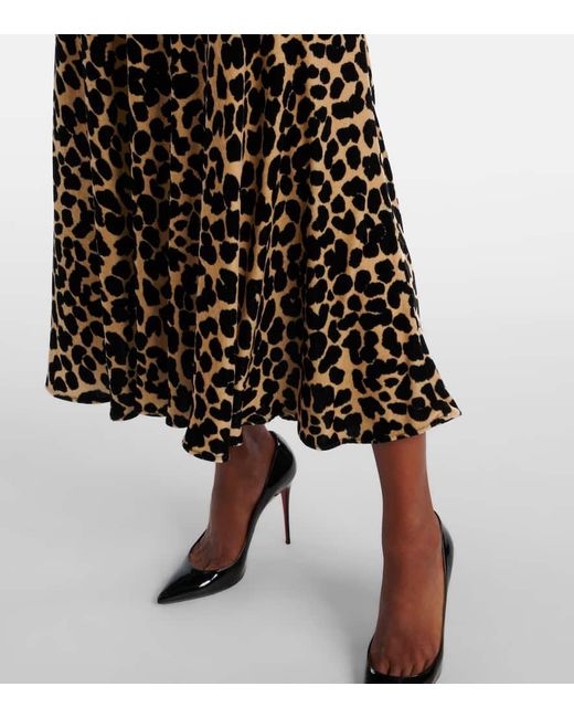 Balmain Natural Leopard-Print Velvet Midi Dress