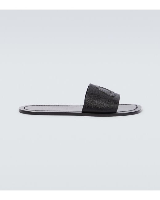 Christian Louboutin Varsicool Leather Slides in Black for Men | Lyst