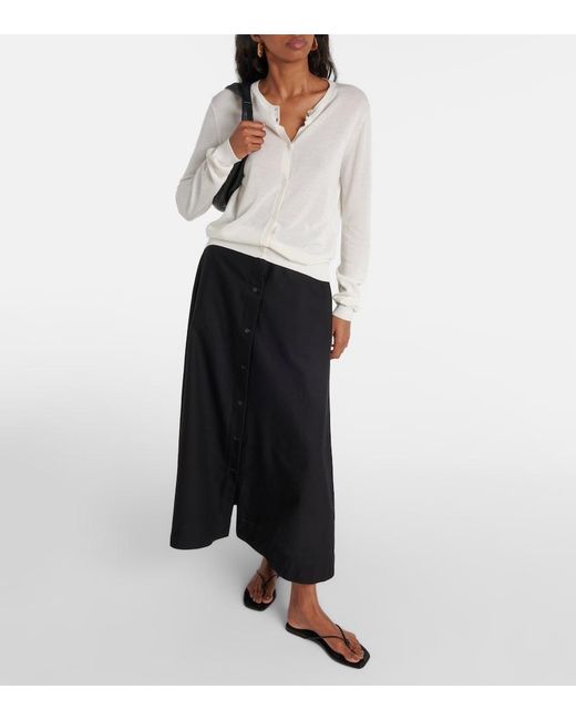 Totême Black High-Rise Cotton Maxi Skirt