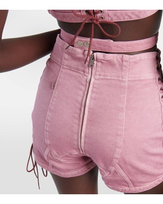 Jean Paul Gaultier Pink X Knwls High-Rise Shorts Aus Denim