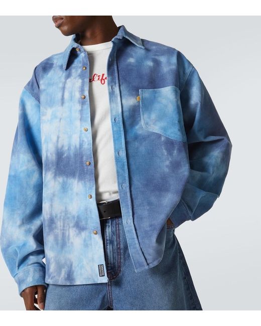 ERL Blue Cotton Corduroy Shirt for men