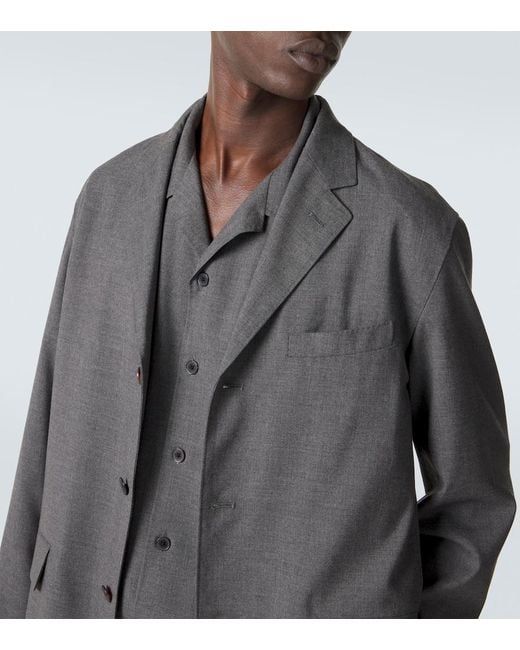 Auralee Gray Cashmere Poplin Blazer for men