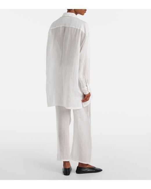 Leset White Niko Oversized Ramie Shirt