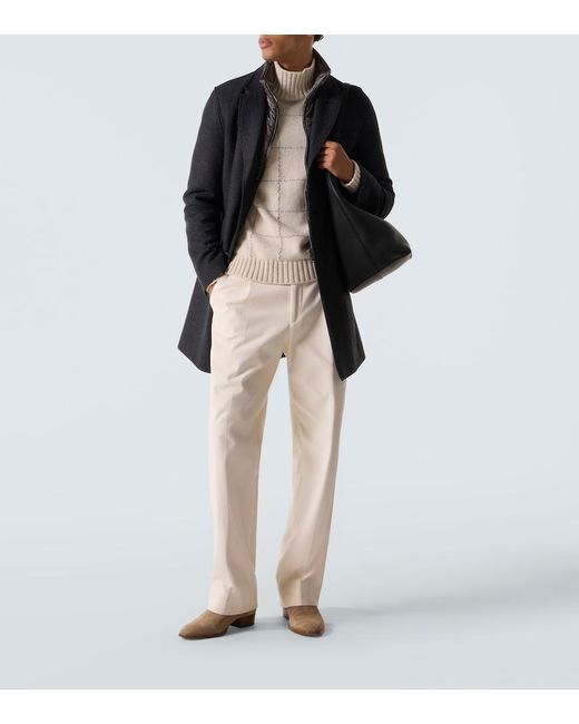 Herno Blue Wool-Blend Coat for men