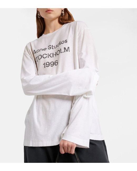 Acne White Long-Sleeve Round-Neck T-Shirt