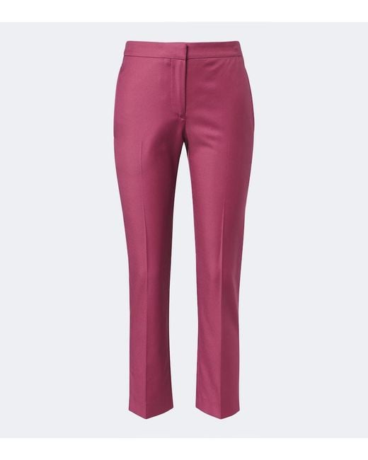 McQueen Red Wool Gaberdine Slim Pants
