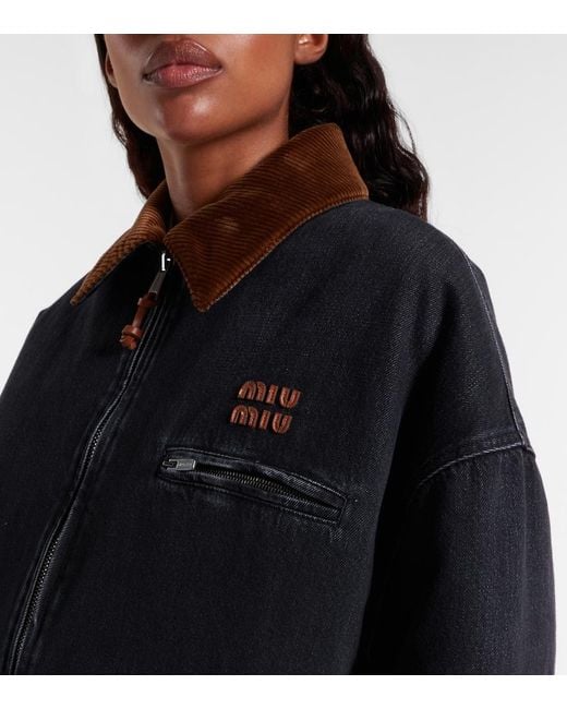 Miu Miu Black Logo Denim Jacket