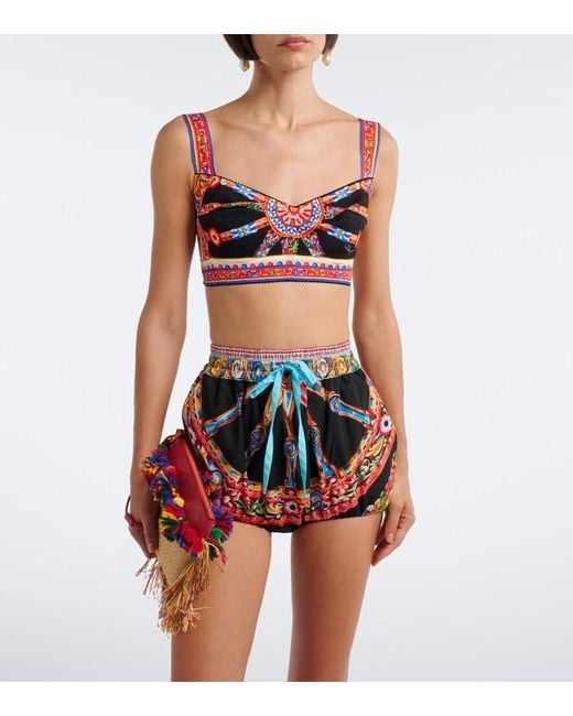 Dolce & Gabbana Pink Carretto Silk-Blend Crop Top
