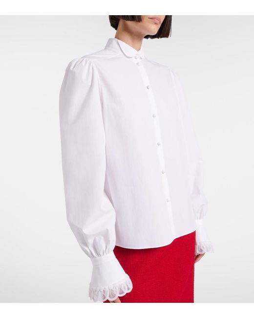 Valentino White Embroidered Cotton Poplin Blouse