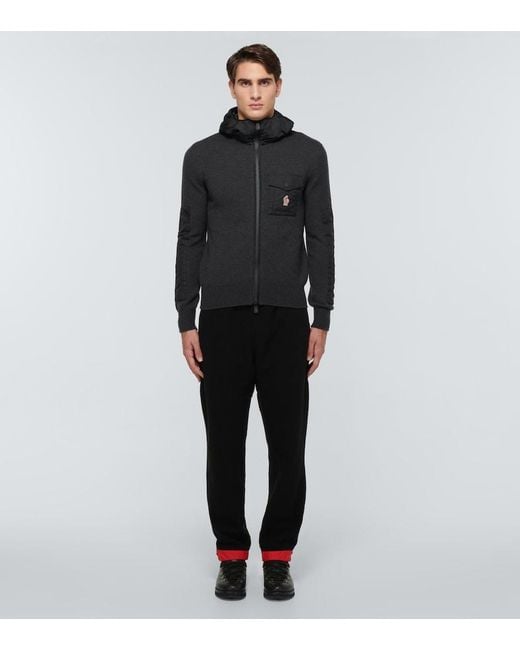 Moncler Black Fleece Wool-Blend Pants for men