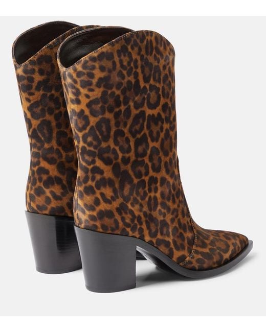 Gianvito Rossi Brown Denver Leopard-Print Leather Boots