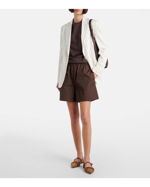 Max Mara Brown Woven Leather-Trimmed Mary Jane Flats