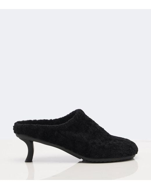 Loewe Black Dive Shearling Mules