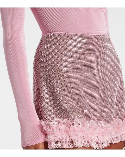 Self-Portrait Pink X Christopher Kane Cutout Lace-Trimmed Bodysuit