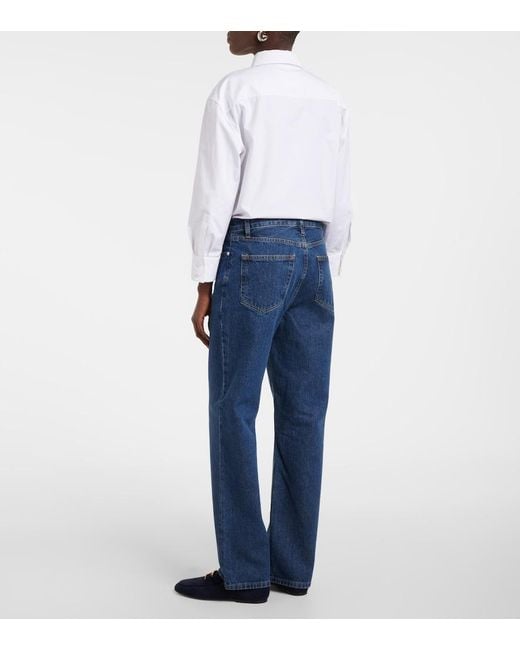 FRAME Blue Le Jane Ankle High-Rise Straight Jeans