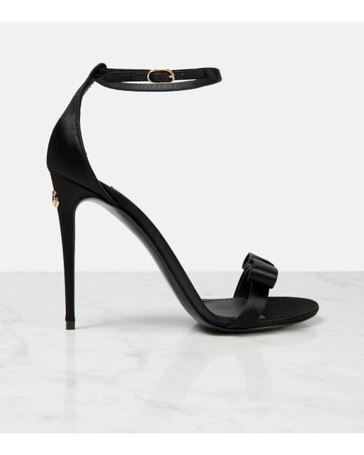 Dolce & Gabbana Black Keira Bow-applique Satin Sandals
