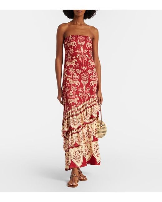 Farm Rio Haras Printed Tiered Maxi Dress