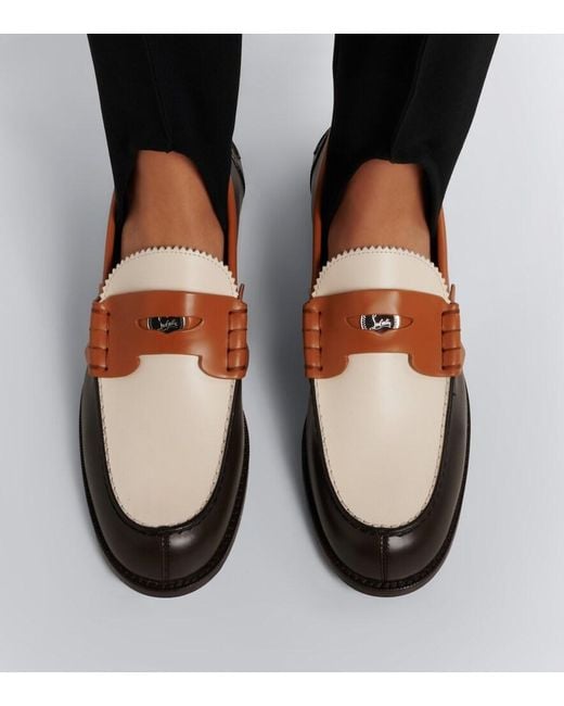 Christian Louboutin Brown Plato Leather Penny Loafers