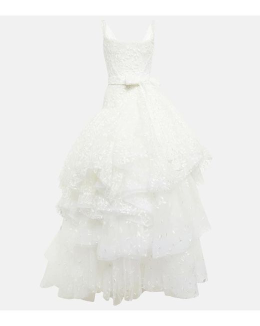 Vivienne Westwood White Bridal Princess Embroidered Gown