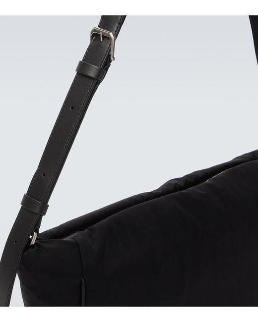 The Row Black Lloyd Leather-Trimmed Shoulder Bag for men