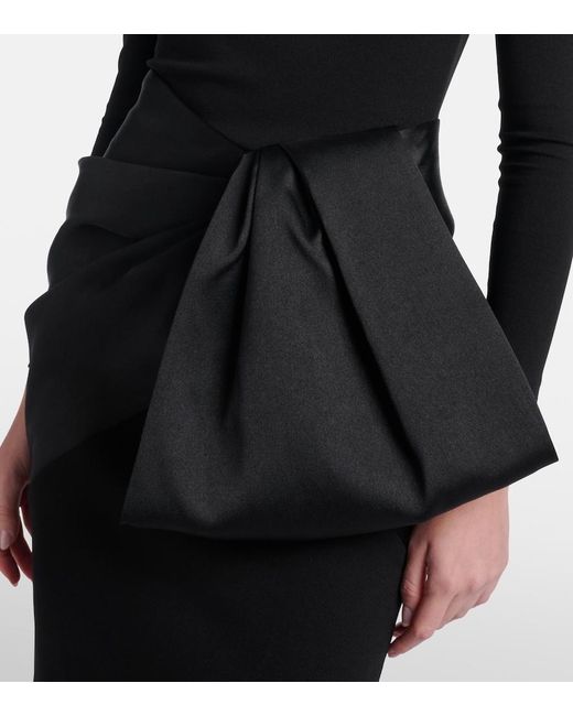 Solace London Black Rhianne Satin-Trimmed Cocktail Dress