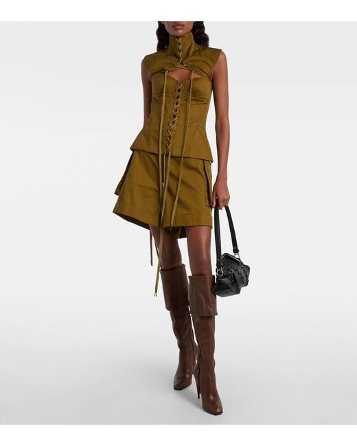 McQueen Brown Horn Lace-Up Leather Knee-High Boots