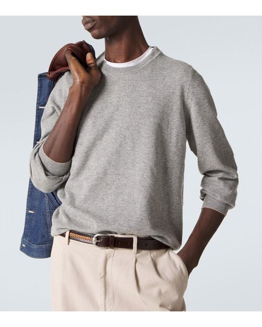 Brunello Cucinelli Gray Cashmere Sweater for men