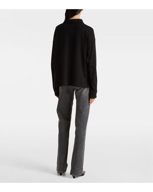 Khaite Black Faithful Silk Jersey Polo Sweater