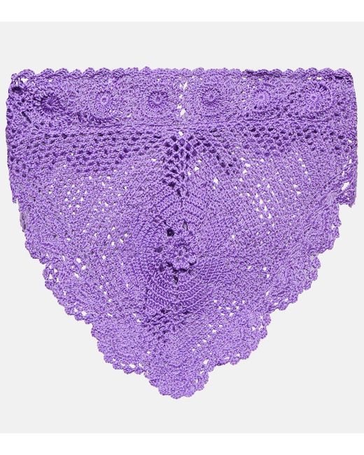 Anna Kosturova Purple Triangular Crochet Top