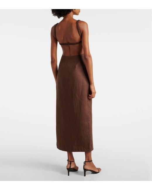 Vestido Midi De Lino Sir de color Brown