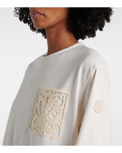 Moncler White Embroidered Oversized Cotton Jersey T-Shirt