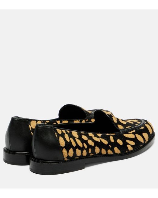 Manolo Blahnik Black Maxy Calf Hair Loafers