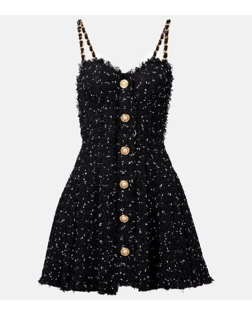 Balmain Black Lame Tweed Minidress