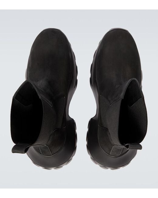 Rick Owens Black Beatle Mega Tractors Leather Chelsea Boots for men