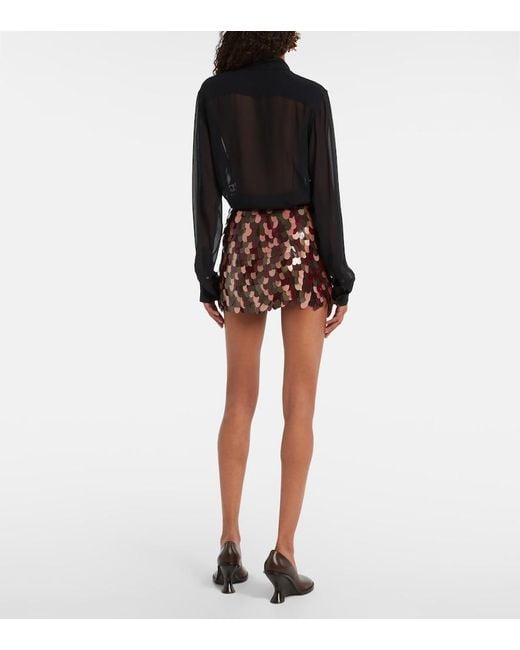 Dries Van Noten Red Sequined Miniskirt