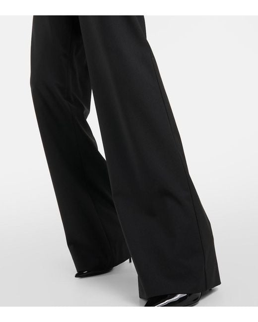 Dolce & Gabbana Black Wool-Blend Wide-Leg Pants
