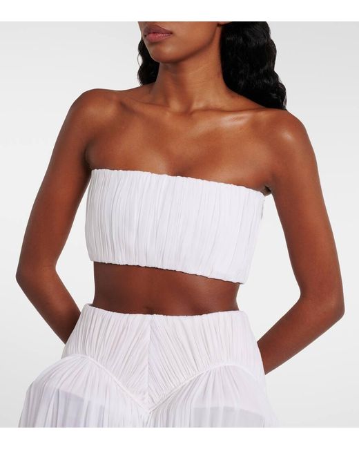 Alaïa White Ruched Bandeau Top